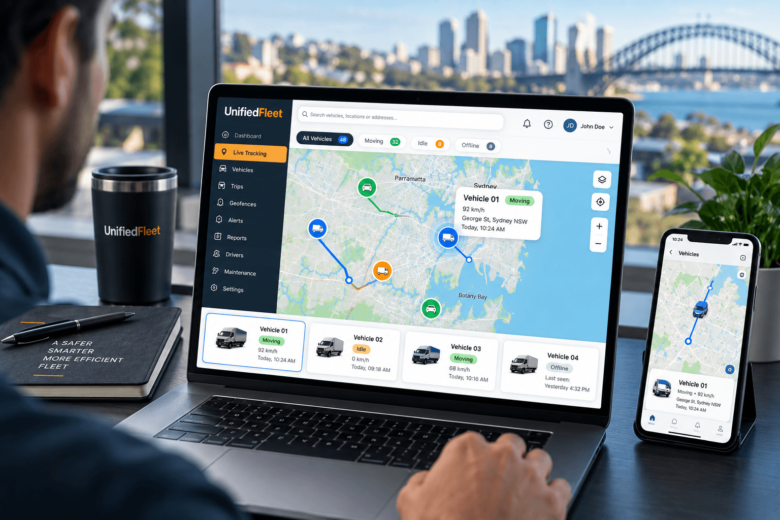 UnifiedFleet live vehicle tracking map